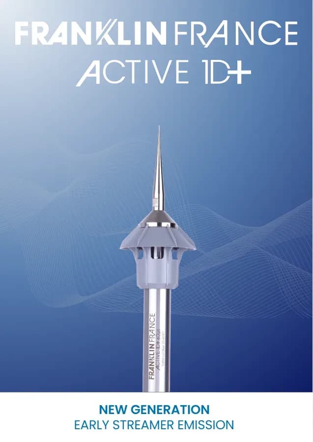 پیش‌نمایش صفحهٔ اول کاتالوگ: بروشور صاعقه‌گیر الکترونیکی Active 1D+ فرانکلین فرانس