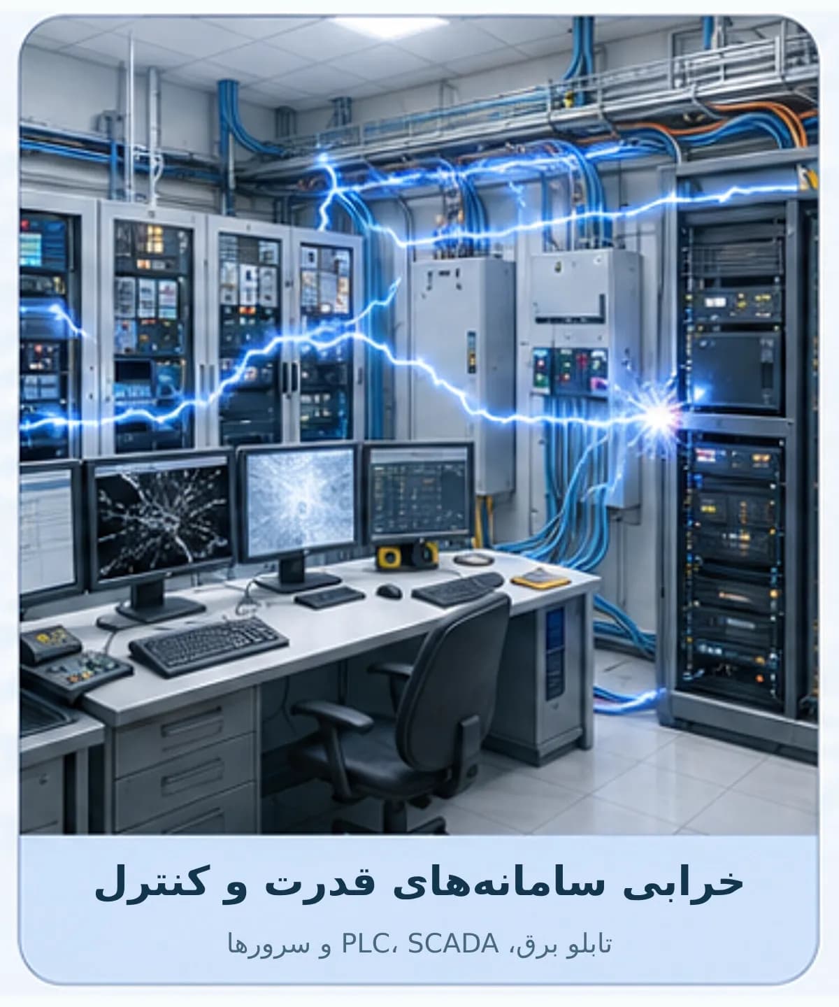 آسیب صاعقه و اضافه‌ولتاژ به تابلو برق، PLC، SCADA، سرور و تجهیزات اتاق کنترل
