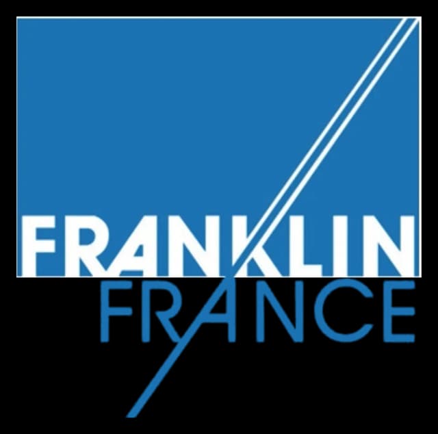 لوگوی آبی فرانکلین فرانس با نوشتهٔ FRANKLIN FRANCE