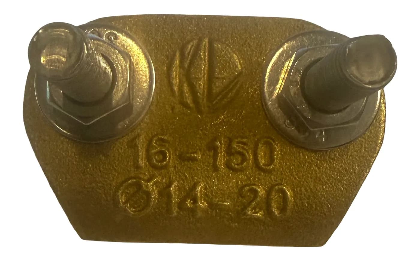 کفهٔ بیرونی بست U سه‌پارچهٔ کالوت با نشان ریختگی کالوت و اندازه‌های 16-150 و Ø14-20، واشرها و مهره‌های فولاد ضد زنگ روی ساق‌های پیچ U