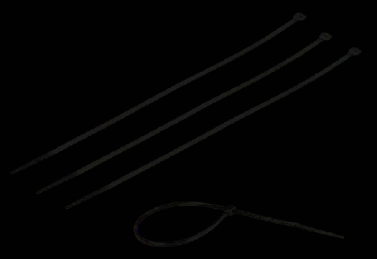 چهار بست کمربندی پلاستیکی مشکی کالوت؛ سه عدد باز و یک عدد بسته به‌صورت حلقه